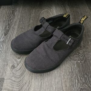 Dr Martens Black Canvas Mary Jane Strap Flats Shoes Sneaker
